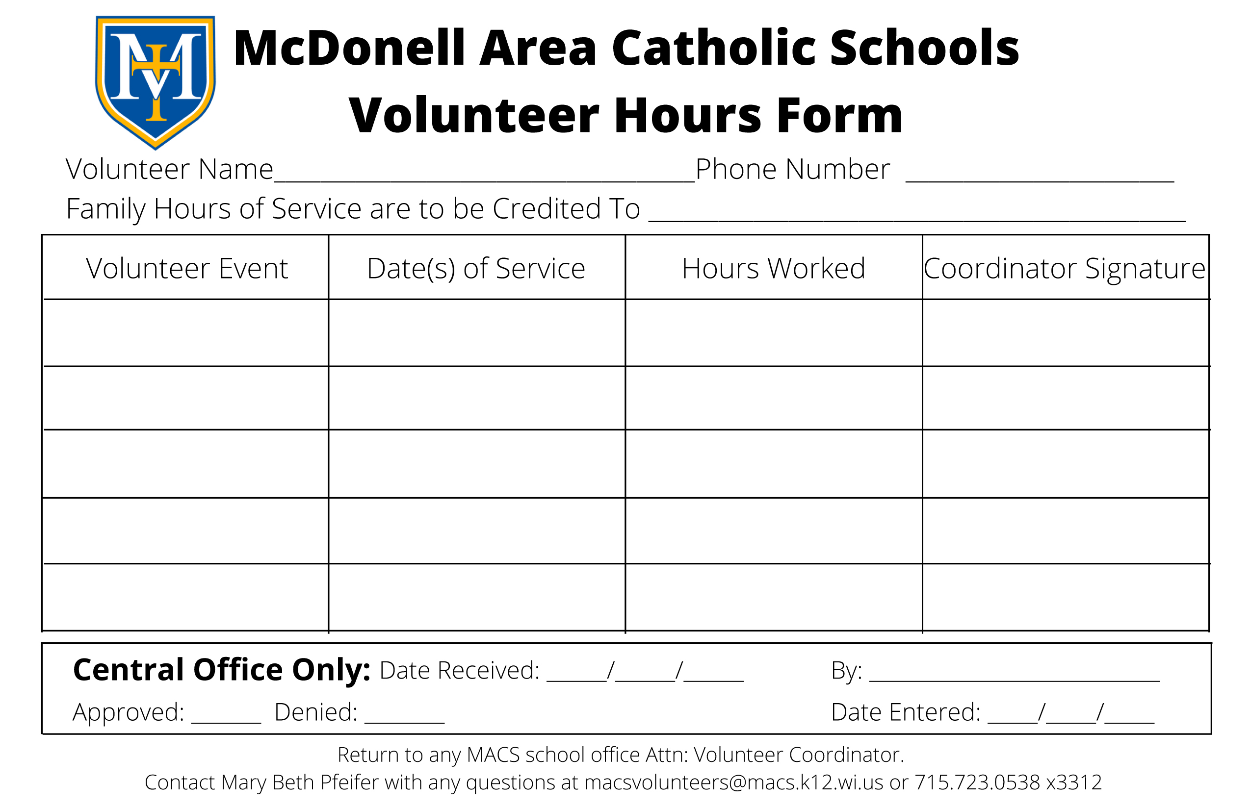 volunteer mcdonell area catholic schools